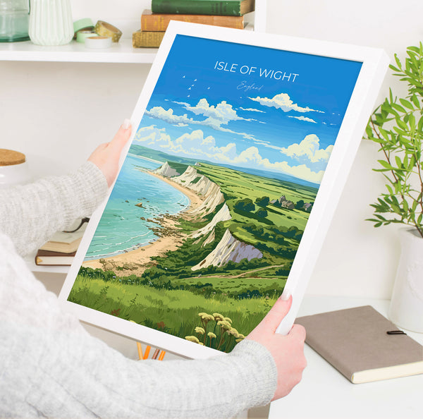Isle of Wight Travel Poster Wall Art, Isle of Wight Travel Print, English Coastal Art, Isle of Wight Gift, Art Lovers Gift