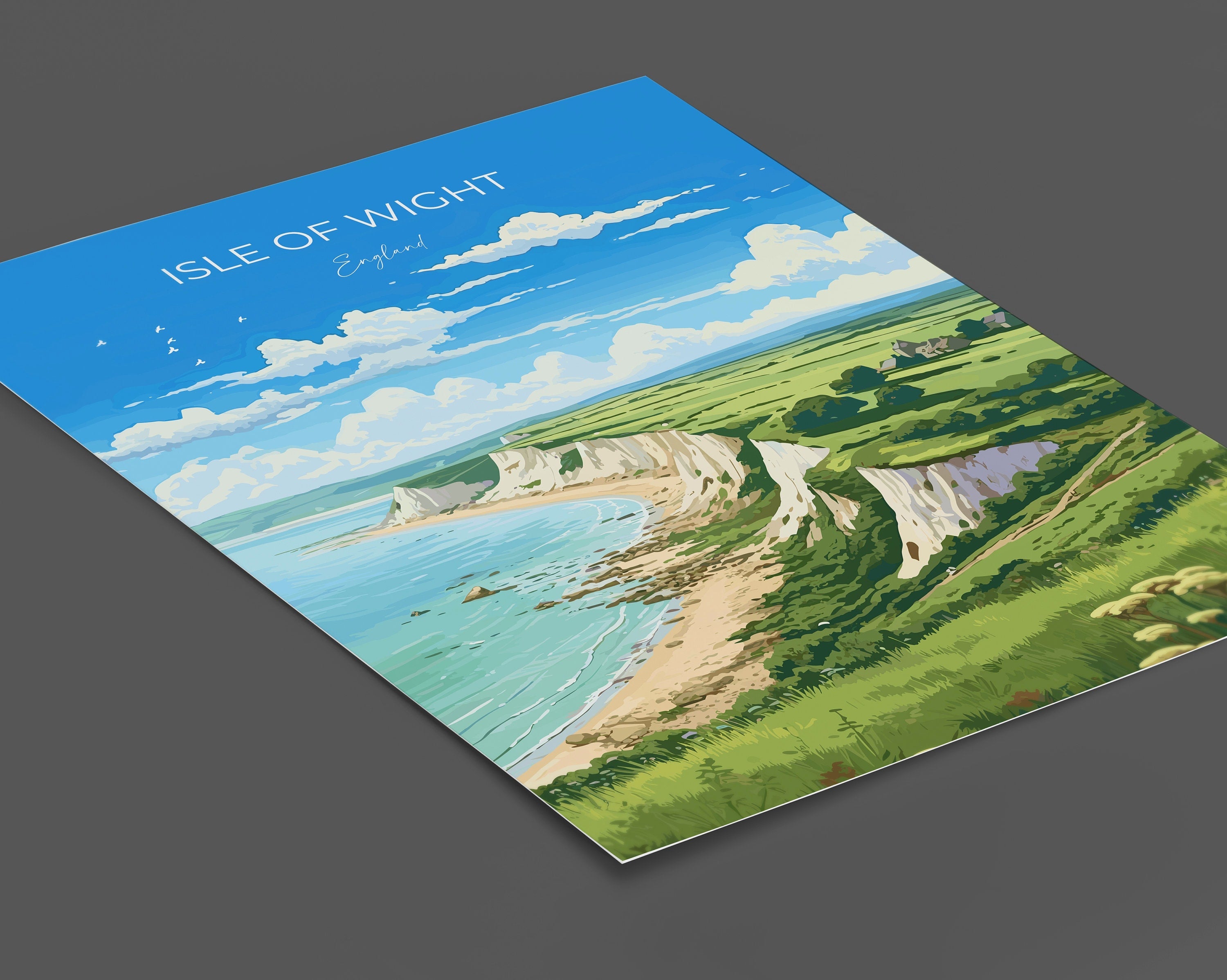 Isle of Wight Travel Poster Wall Art, Isle of Wight Travel Print, English Coastal Art, Isle of Wight Gift, Art Lovers Gift NQ Media Designs