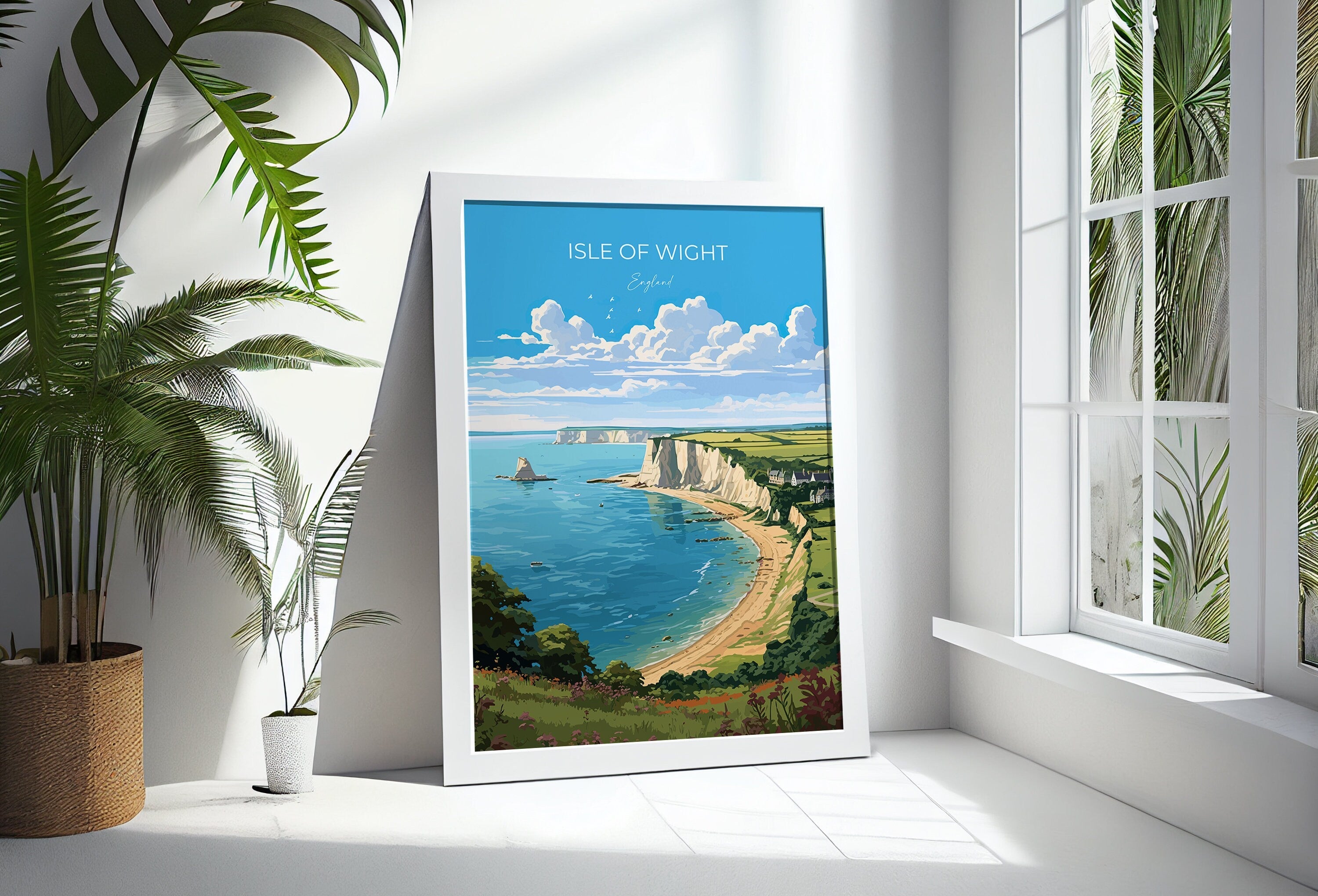 Isle of Wight Travel Print Wall Art, Isle of Wight Travel Poster, English Coastal Art, Isle of Wight Gift, Art Lovers Gift NQ Media Designs
