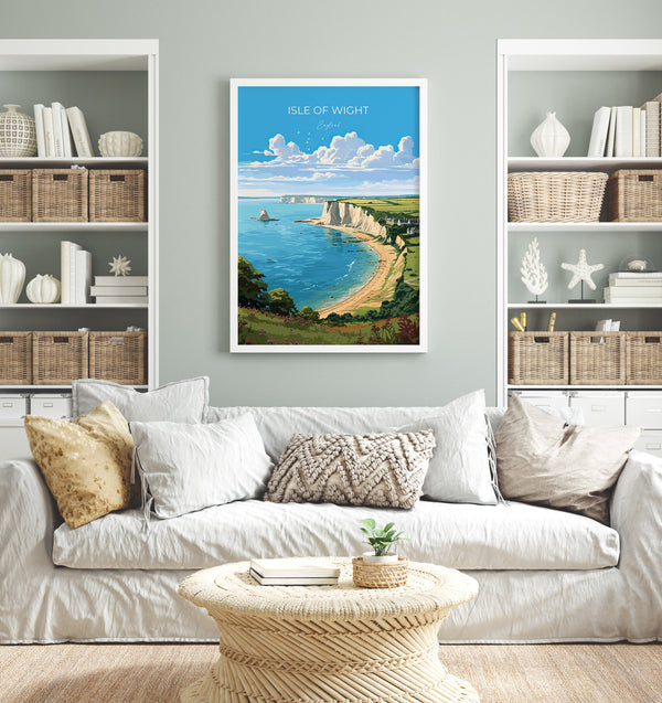 Isle of Wight Travel Print Wall Art, Isle of Wight Travel Poster, English Coastal Art, Isle of Wight Gift, Art Lovers Gift