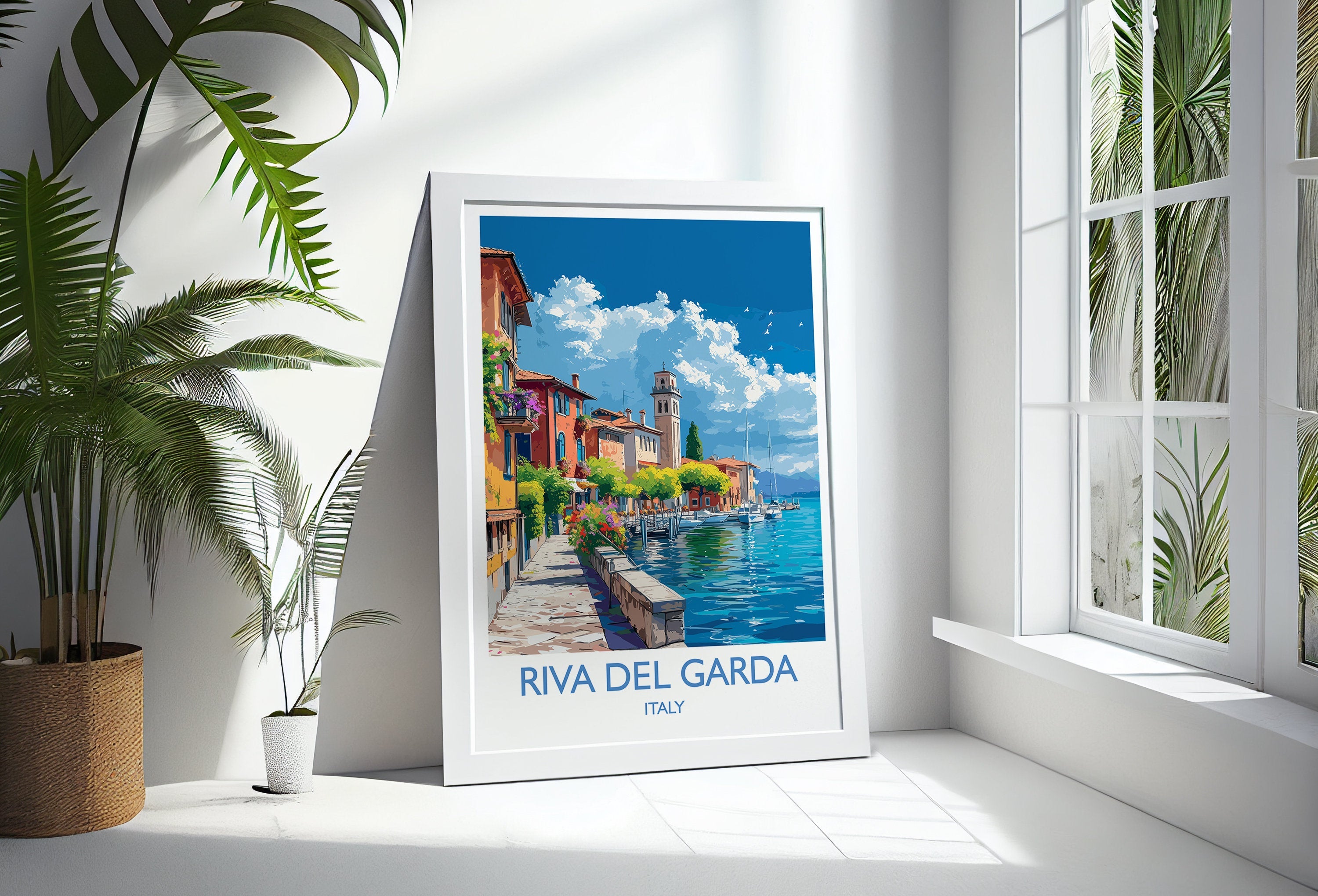 Riva Del Garda Travel Poster Wall Art, Travel Print of Riva Del Garda , Riva Del GardaArt Lovers Gift, Italy, Italian Lakes Art Gift NQ Media Designs