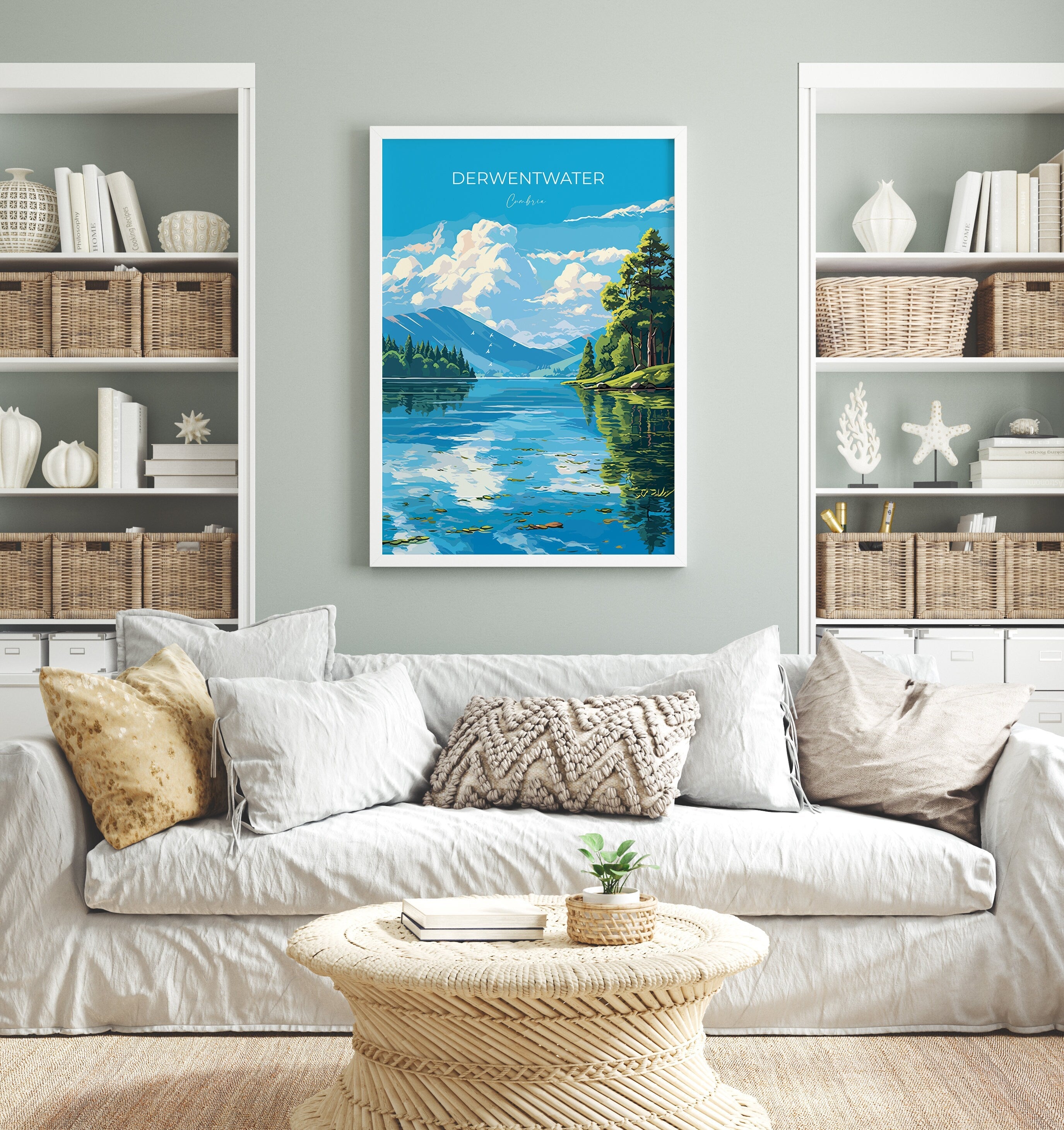 Derwentwater Travel Poster, Derwentwater Travel Print, England, Cumbria Art Lovers Gift, Derwentwater Gift, Lake District, Wall Art Print NQ Media Designs