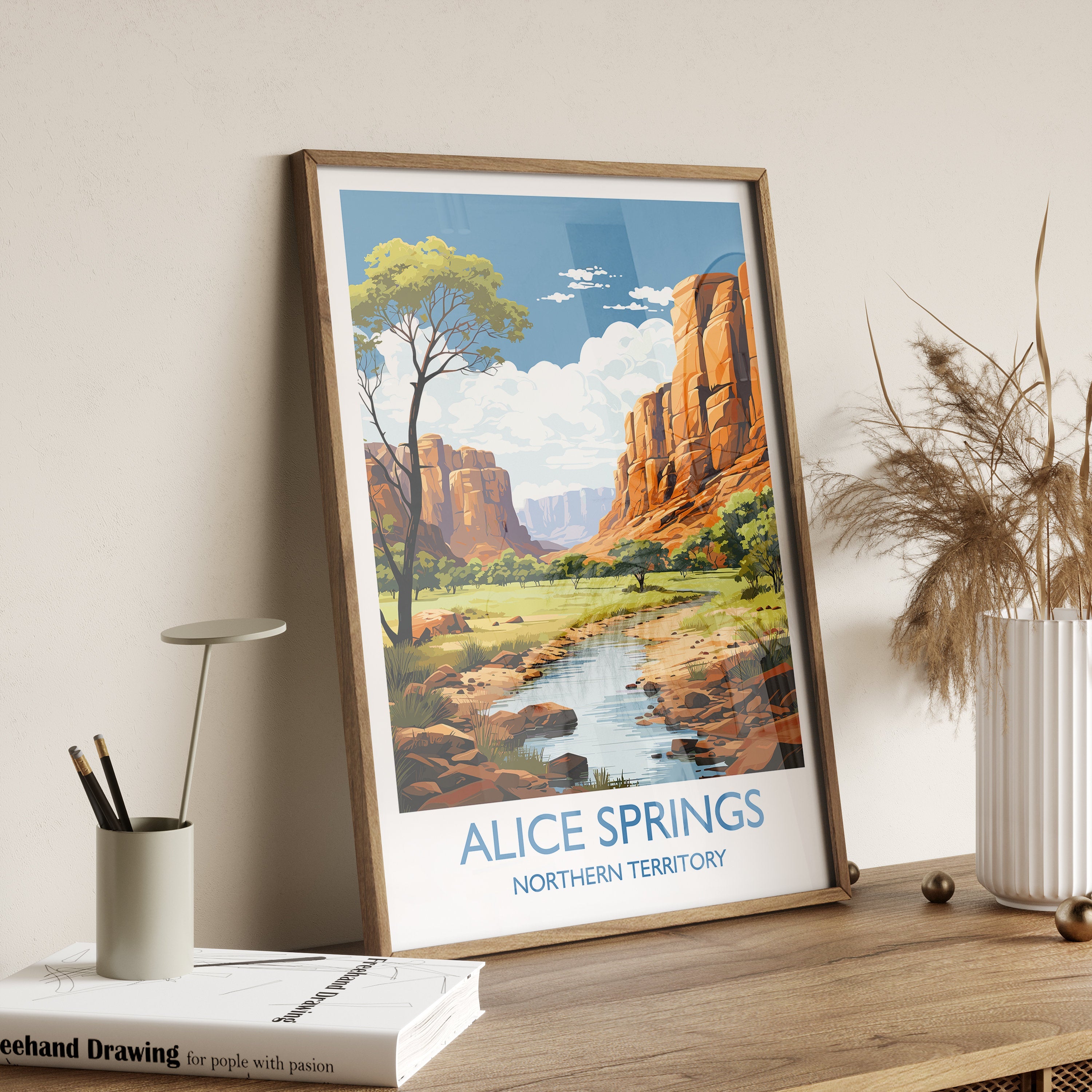 Alice Springs Poster, Travel Print of Alice Springs, Northern Territory, Alice Springs Art Lovers Gift, Australia Wall Art Gift NQ Media Designs