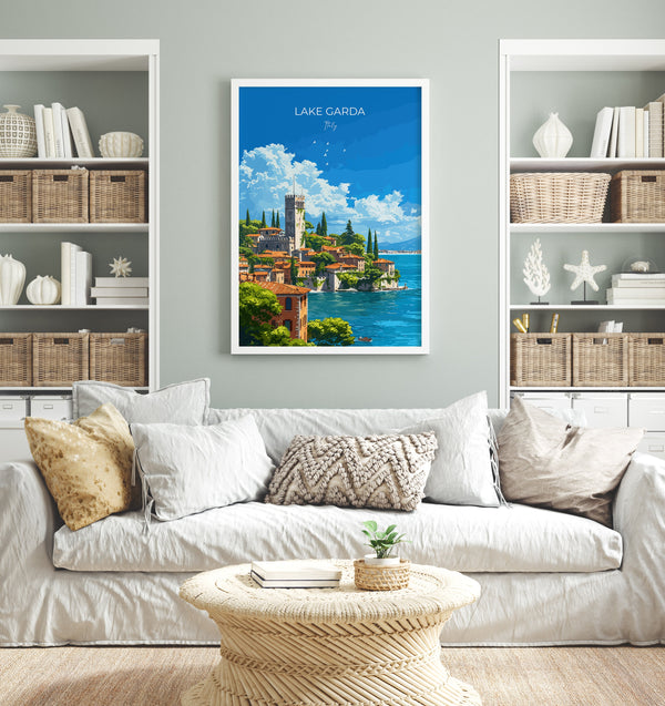 Lake Garda Travel Print Wall Art, Travel Poster of Lake Garda, Lake Garda Art Lovers Gift, Italy, Italian Lakes Art Gift
