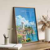 Lake Garda Travel Print Wall Art, Travel Poster of Lake Garda, Lake Garda Art Lovers Gift, Italy, Italian Lakes Art Gift NQ Media Designs