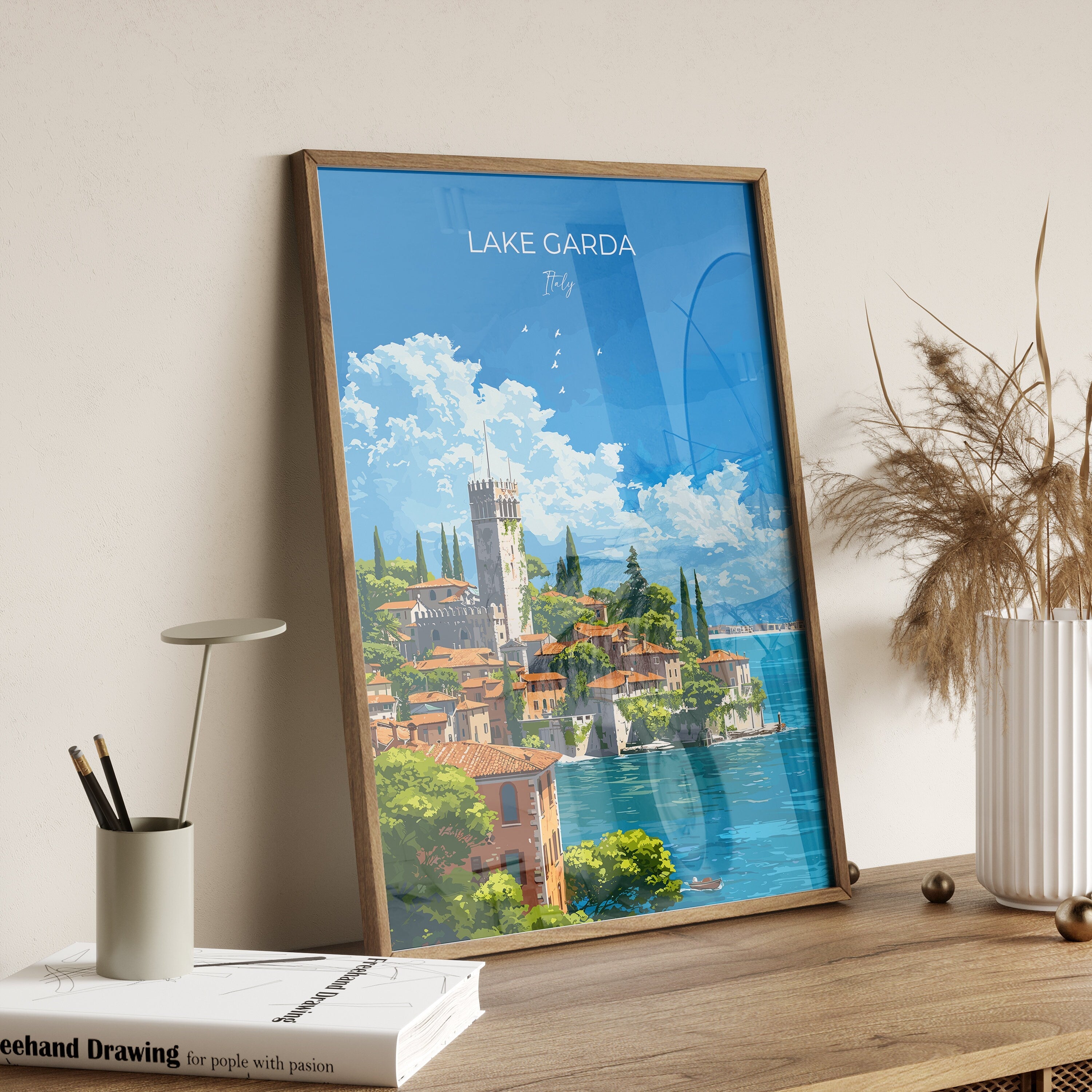 Lake Garda Travel Print Wall Art, Travel Poster of Lake Garda, Lake Garda Art Lovers Gift, Italy, Italian Lakes Art Gift NQ Media Designs