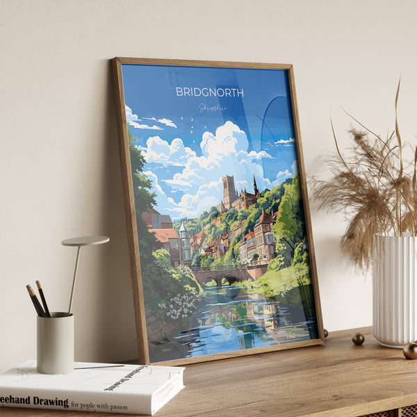 Bridgnorth Travel Print Wall Art, Travel Poster of Bridgnorth, England, Shropshire Art Lovers Gift, Bridgnorth Wall Decor