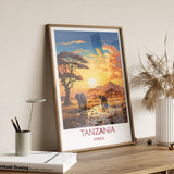 Tanzania Travel Poster, Travel Print of Tanzania, TanzaniaGift, Tanzania Sunset Africa, Africa Art Lovers Gift, Wall Art Print NQ Media Designs