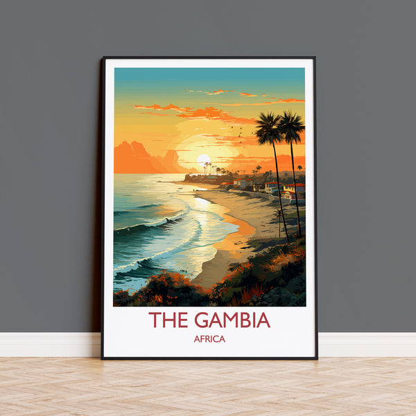 The Gambia Travel Print, Travel Poster of The Gambia , The Gambia Gift, The Gambia Sunset Africa, Africa Art Lovers Gift, Wall Art Print