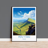 Pen Y Fan Travel Poster Wall Art, Pen Y Fan Travel Print, Wales, Brecon Beacons Welsh Art Gift, Wall Art Print NQ Media Designs