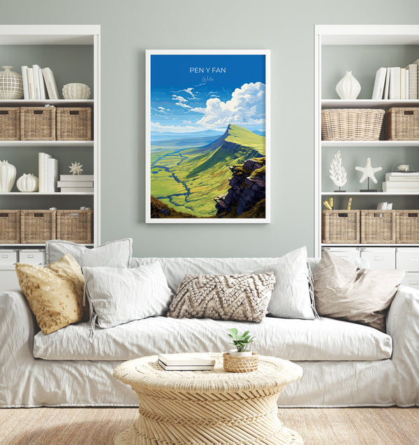 Pen Y Fan Travel Print Wall Art, Pen Y Fan Travel Poster, Wales, Brecon Beacons Welsh Art Gift, Wall Art Print