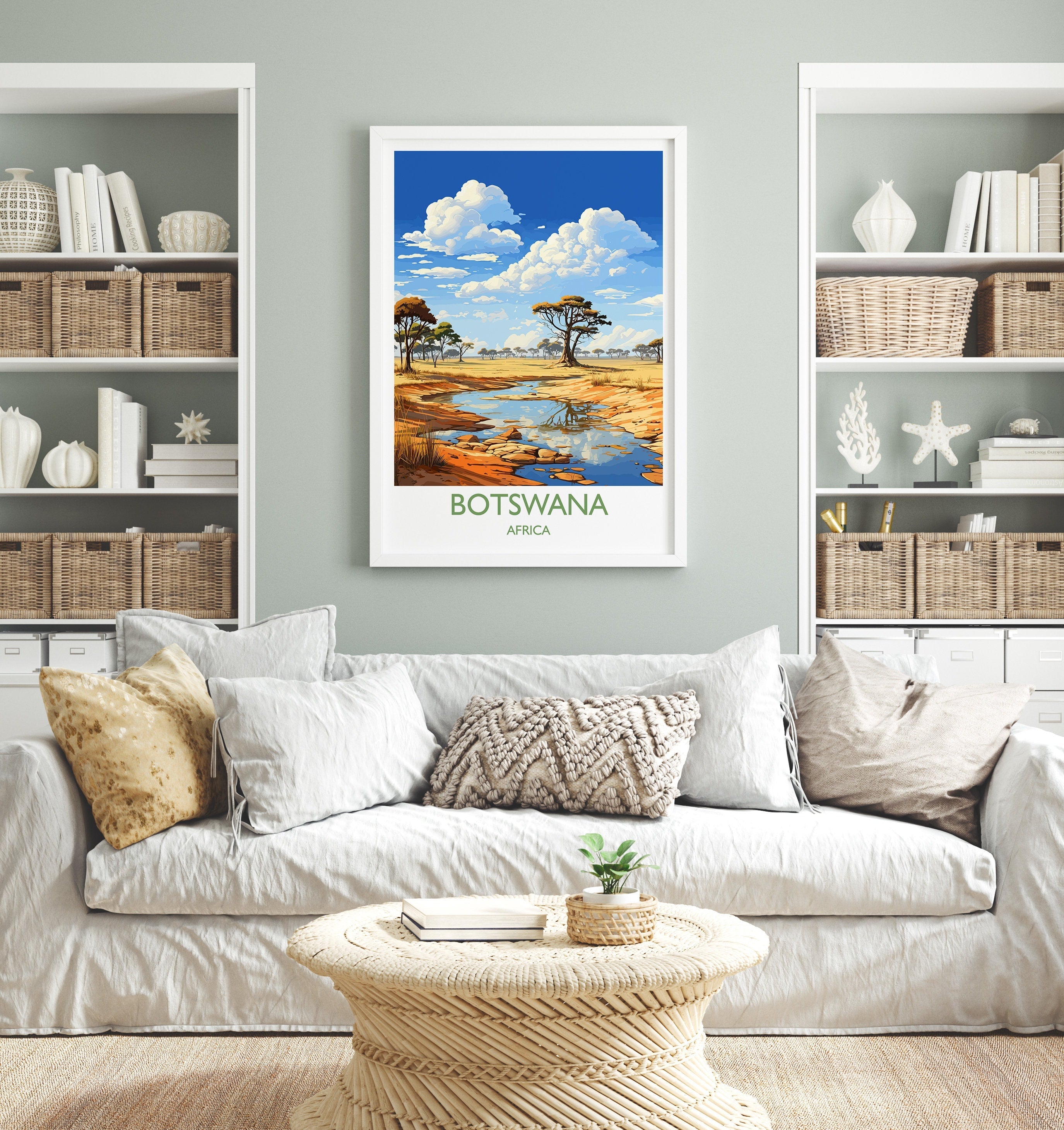 Botswana Travel Poster Wall Art, Travel Print of Botswana, Botswana Gift, Botswana Africa, Africa Art Lovers Gift, Travel Art Print NQ Media Designs