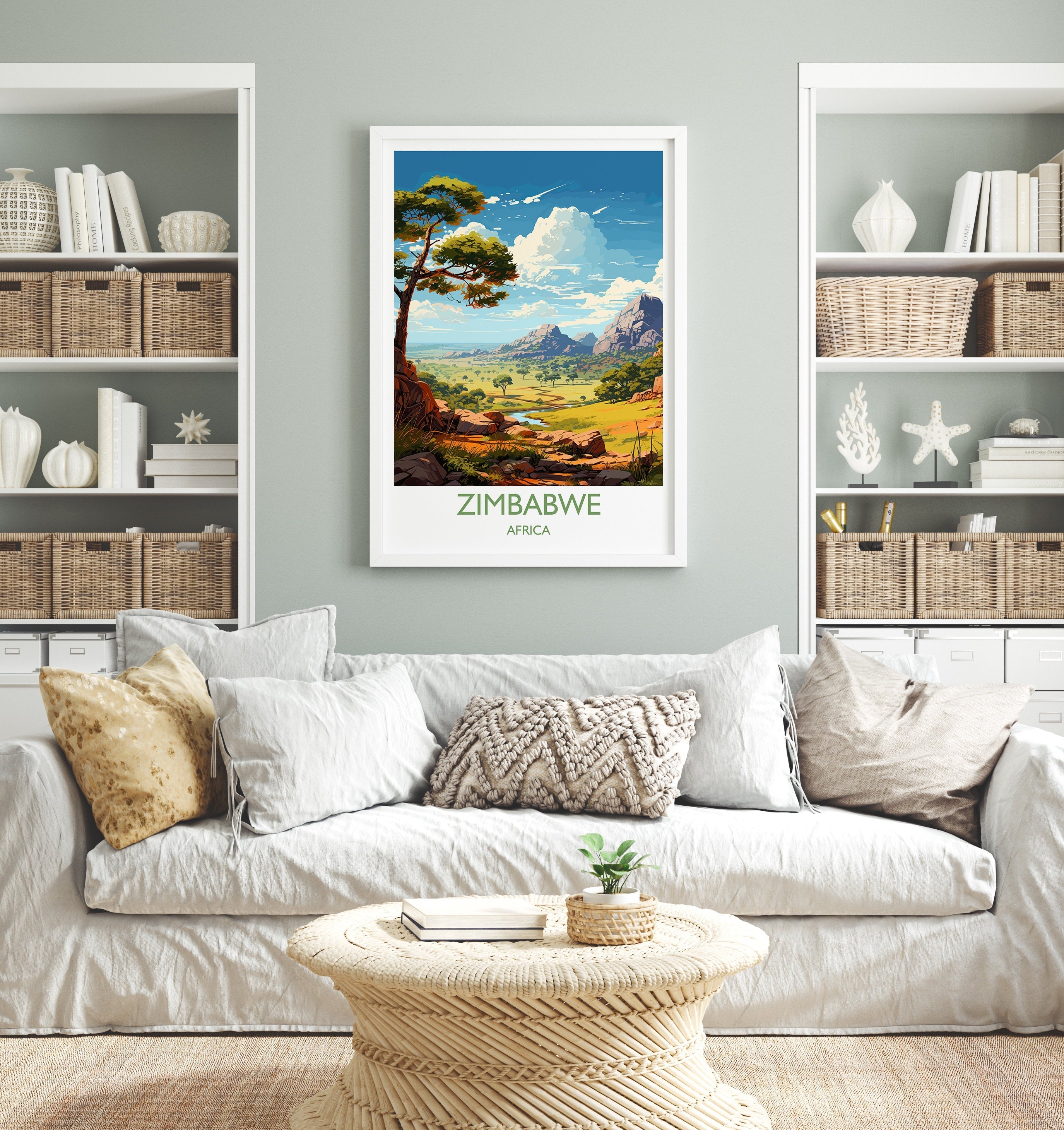 Zimbabwe Travel Poster Wall Art, Travel Poster of Zimbabwe, Zimbabwe Gift, Zimbabwe Travel Art, Africa Art Lovers Gift, NQ Media Designs