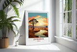 Zimbabwe Travel Poster Wall Art, Travel Poster of Zimbabwe Sunset, Zimbabwe Gift, Zimbabwe Travel Art, Africa Art Lovers Gift, NQ Media Designs