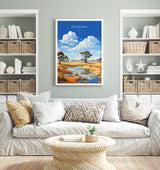 Botswana Travel Poster, Travel Print of Botswana, Botswana Gift, Botswana Sunset Africa, Africa Art Lovers Gift, Wall Art Print NQ Media Designs