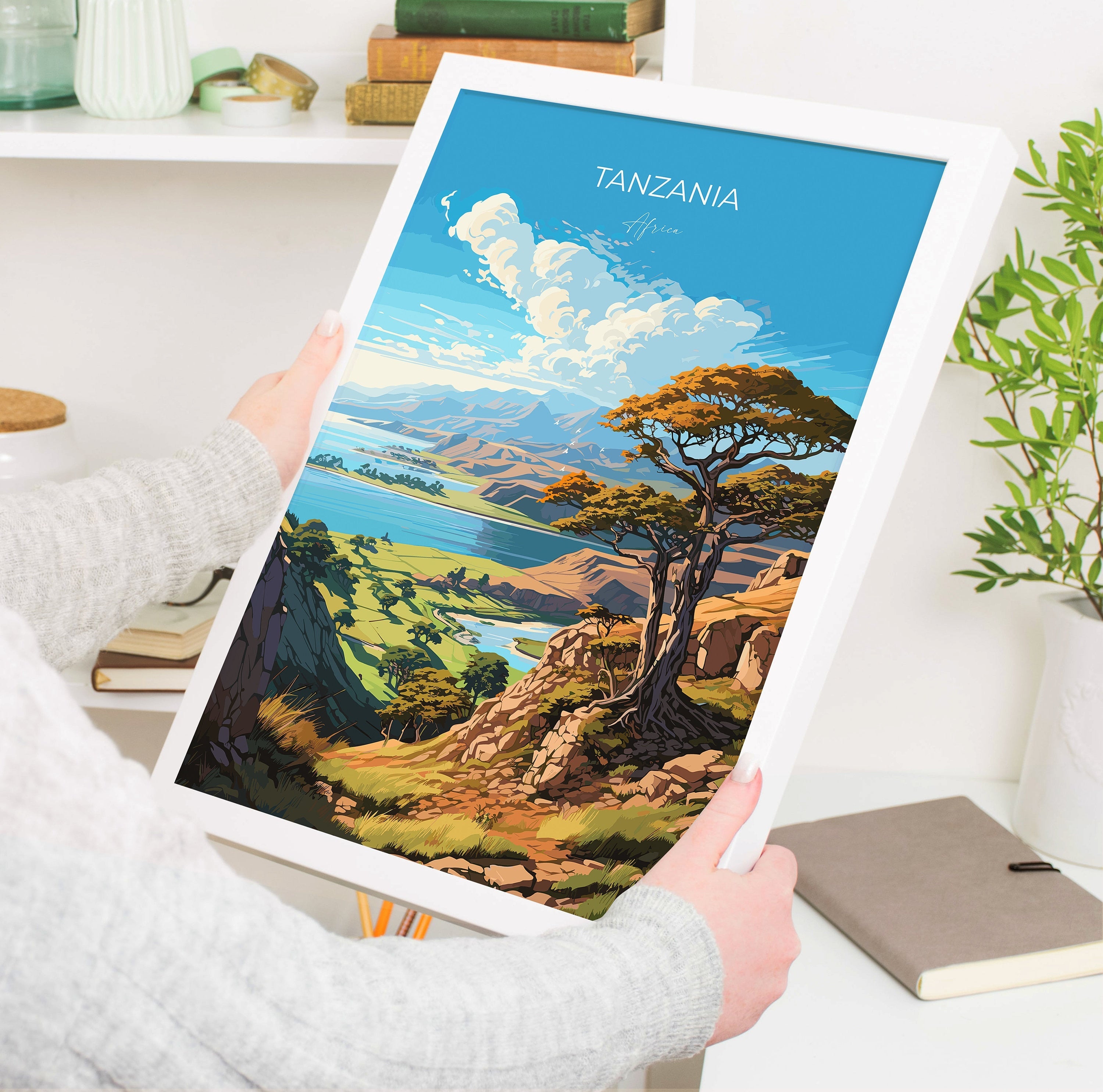 Tanzania Travel Print, Travel Poster of Tanzania, Tanzania Gift, Tanzania Sunset Africa, Africa Art Lovers Gift, Wall Art Print NQ Media Designs