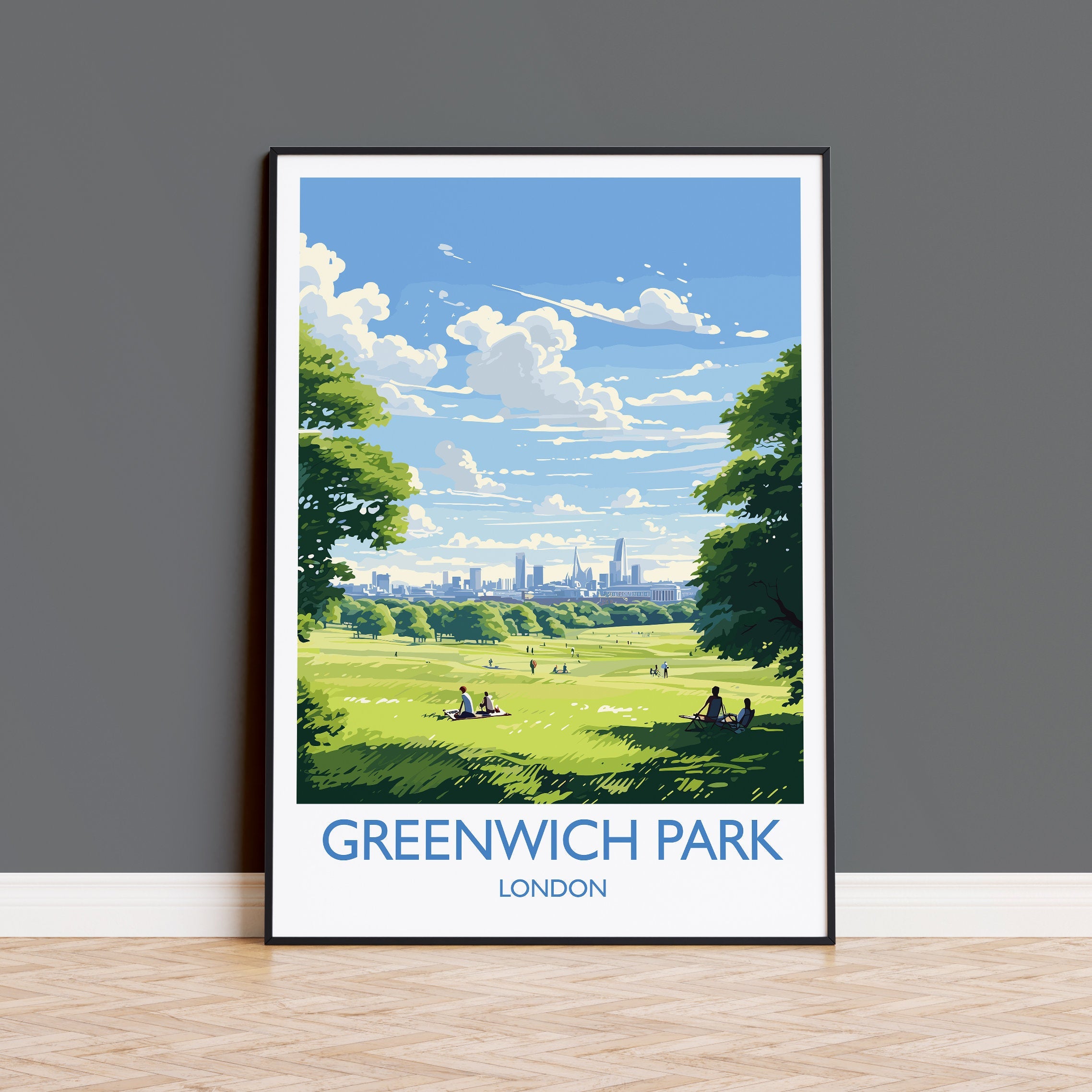 Greenwich Park Travel Poster, Travel Print of GreenwichPark, London Poster, Greenwich Park Art Gift, London Art Lovers UK Travel Gift NQ Media Designs