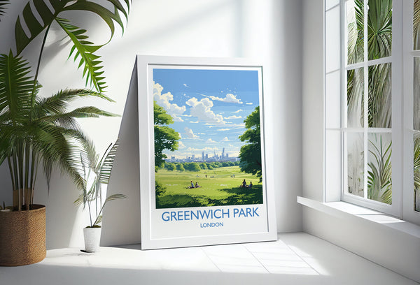 Greenwich Park Travel Poster, Travel Print of GreenwichPark, London Poster, Greenwich Park Art Gift, London Art Lovers UK Travel Gift