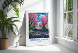 Greenwich Park Travel Poster Wall Art, Travel Print of Greenwich Park, Spring Blossom, Greenwich Park Art Gift, London Art Lovers Gift NQ Media Designs