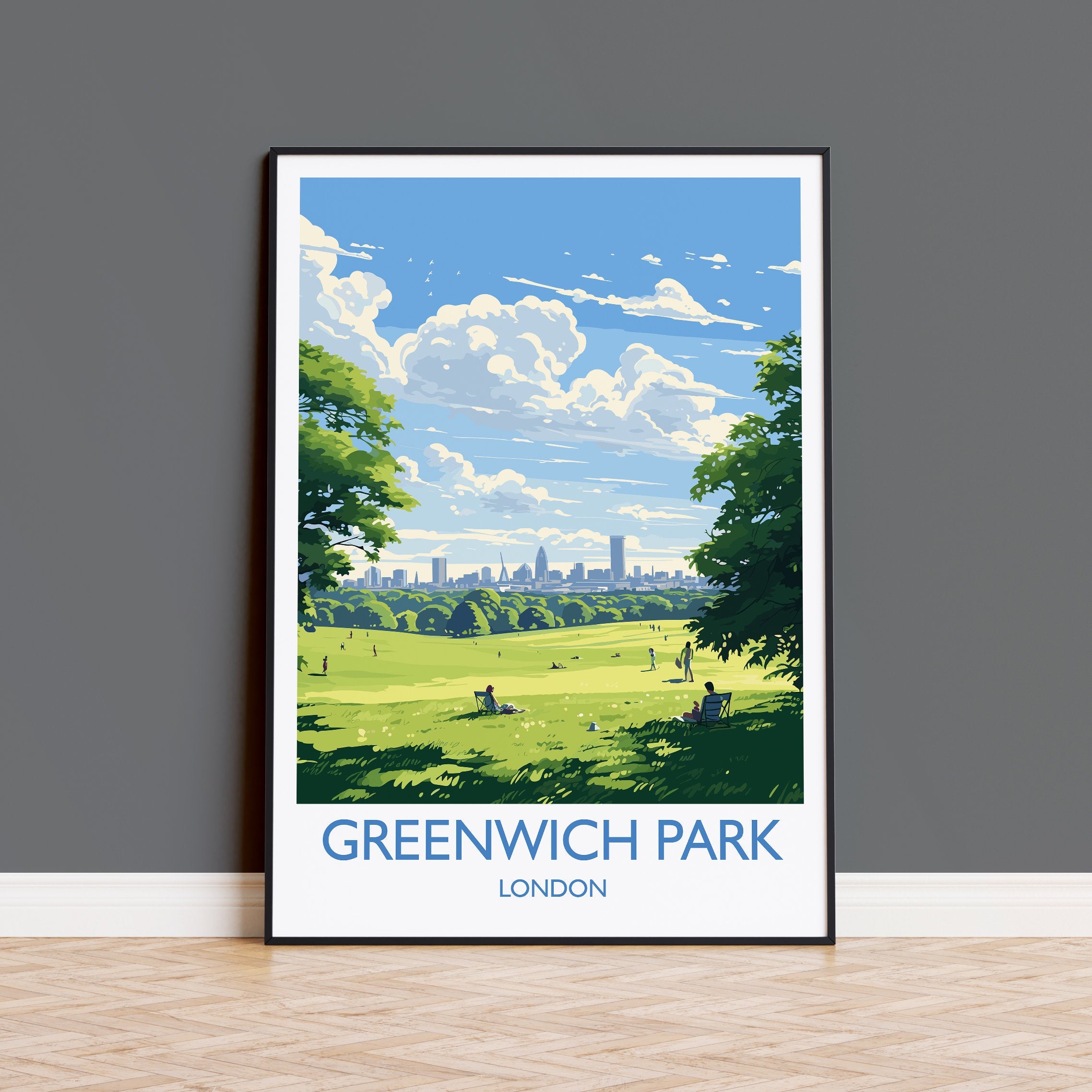 Greenwich Park Travel Print, Travel Poster of GreenwichPark, London Poster, Greenwich Park Art Gift, London Art Lovers UK Travel Gift NQ Media Designs