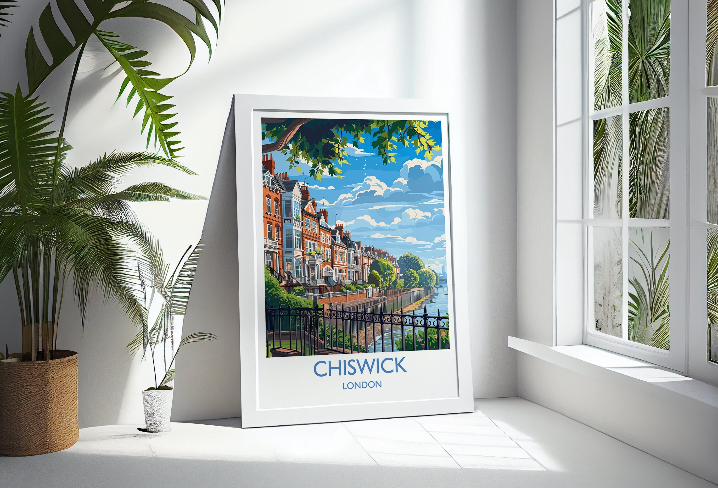 Chiswick Travel Poster Wall Art, Travel Print of Chiswick, London Poster, Chiswick Art Gift, London Art UK Travel Gift NQ Media Designs