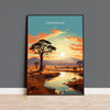 Zimbabwe Travel Poster Wall Art, Travel Poster of Zimbabwe Sunset, Zimbabwe Gift, Zimbabwe Travel Art, Africa Art Lovers Gift