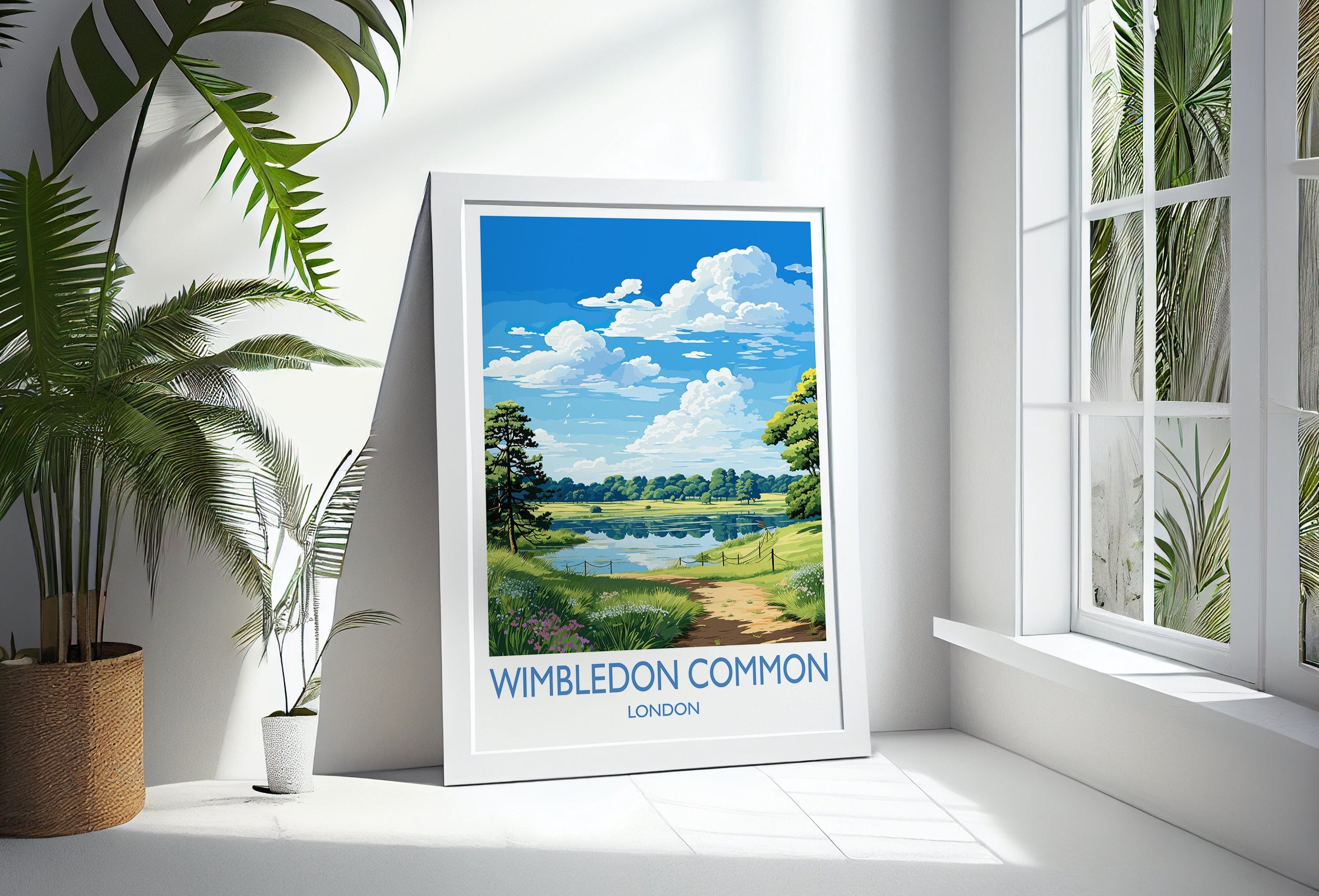 Wimbledon Common Travel Print, Travel Poster of Wimbledon Common, London Poster, Wimbledon Common Art Gift, London Art Lovers UK Travel Gift NQ Media Designs