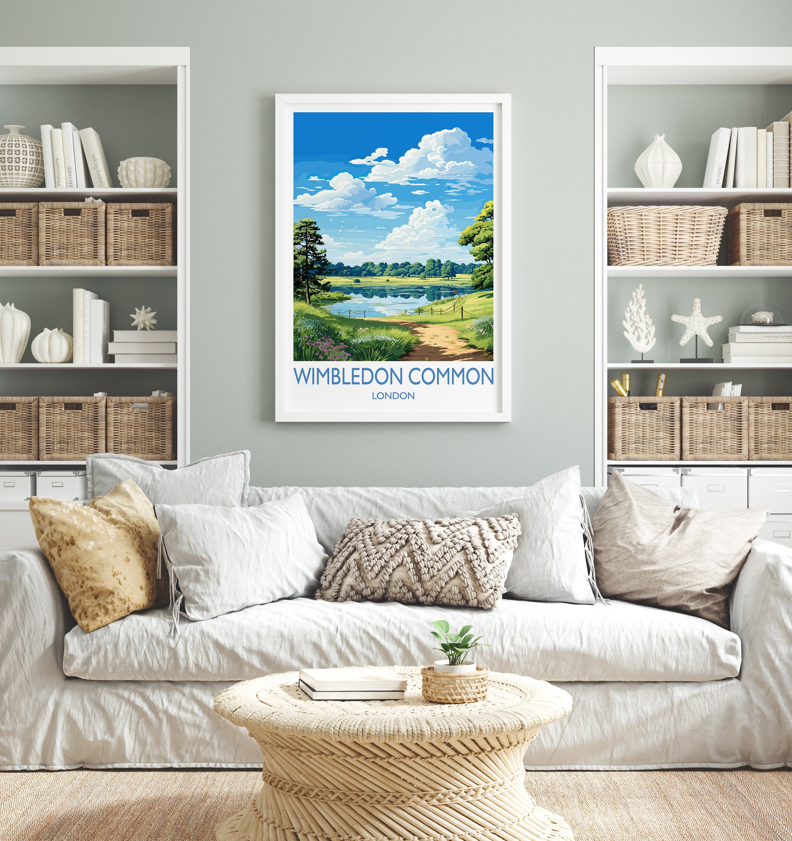 Wimbledon Common Travel Print, Travel Poster of Wimbledon Common, London Poster, Wimbledon Common Art Gift, London Art Lovers UK Travel Gift NQ Media Designs