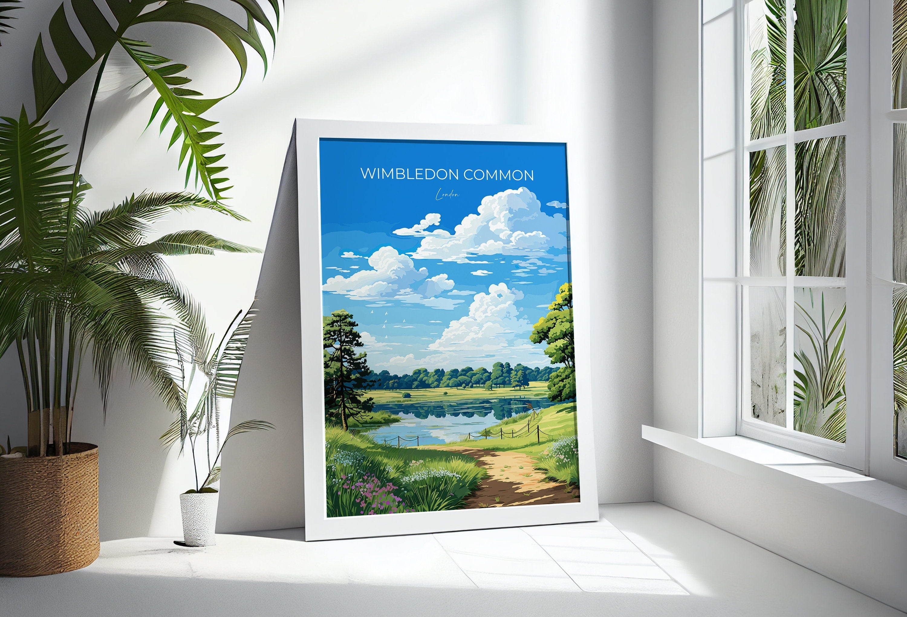 Wimbledon Common Travel Print, Travel Poster of Wimbledon Common, London Poster, Wimbledon Common Art Gift, London Art Lovers UK Travel Gift NQ Media Designs