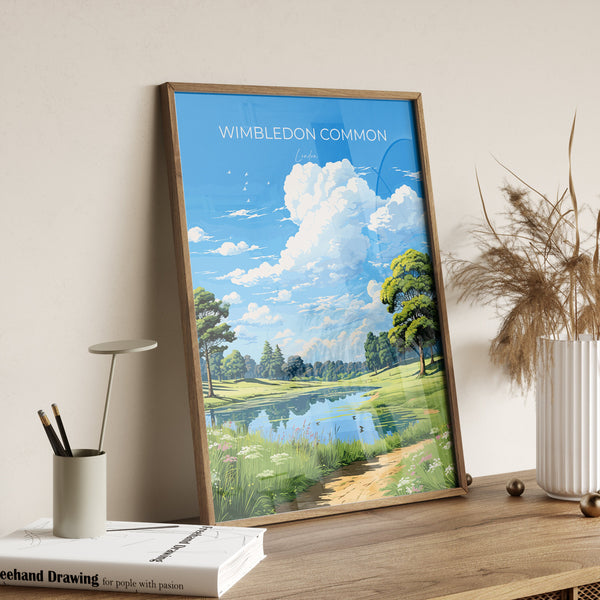 Wimbledon Common Travel Poster, Travel Print of Wimbledon Common, London Poster, Wimbledon Common Art Gift, London Art Lovers UK Travel Gift