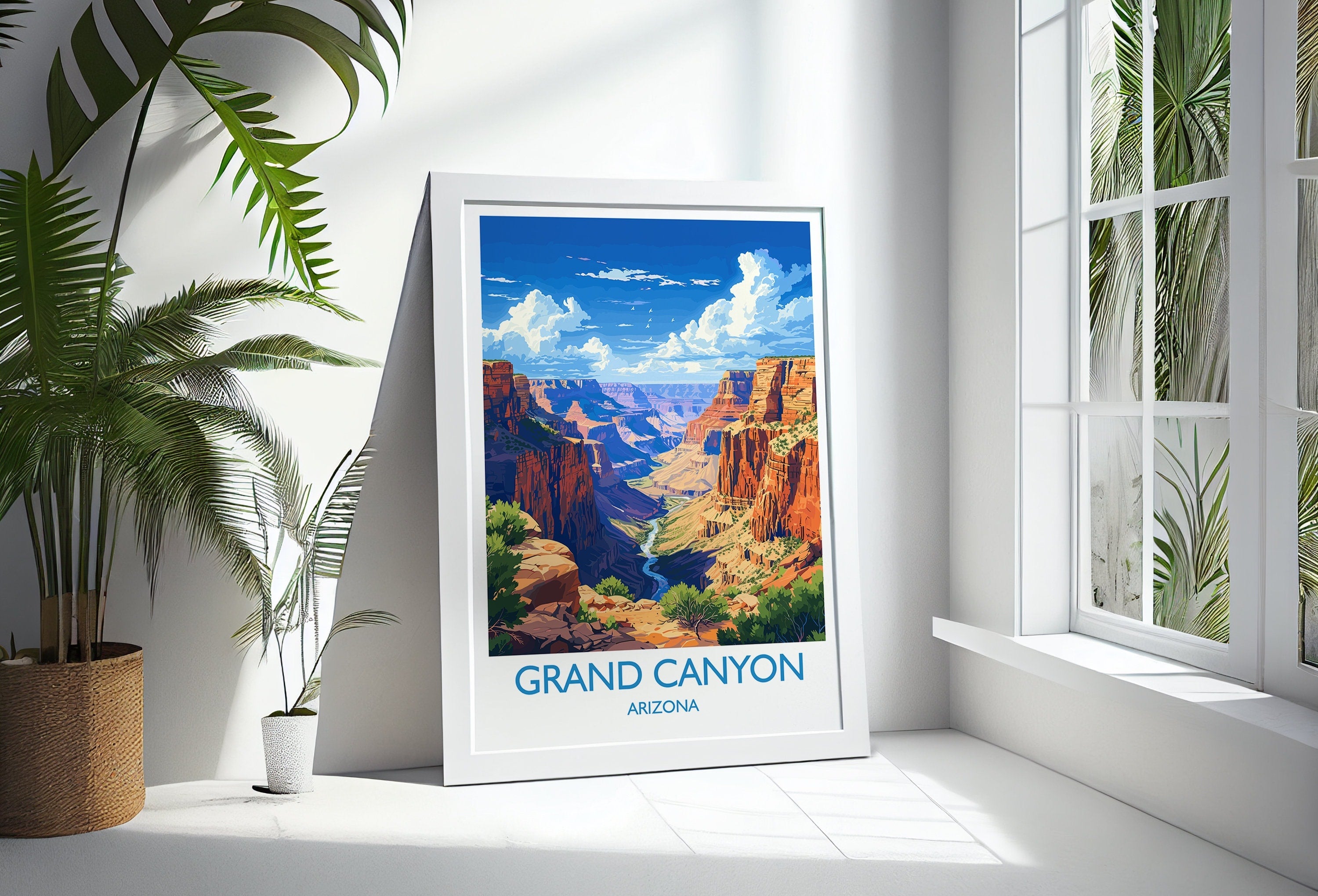 Grand Canyon Travel Print Wall Art, Travel Poster of Grand Canyon, Grand Canyon Art Lovers Gift, Arizona, USA Travel Art NQ Media Designs