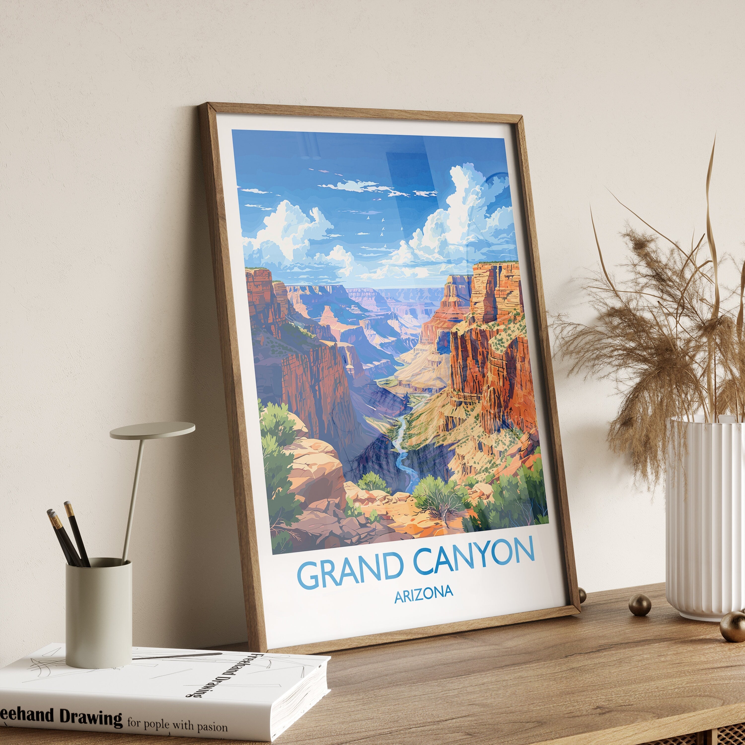 Grand Canyon Travel Print Wall Art, Travel Poster of Grand Canyon, Grand Canyon Art Lovers Gift, Arizona, USA Travel Art NQ Media Designs