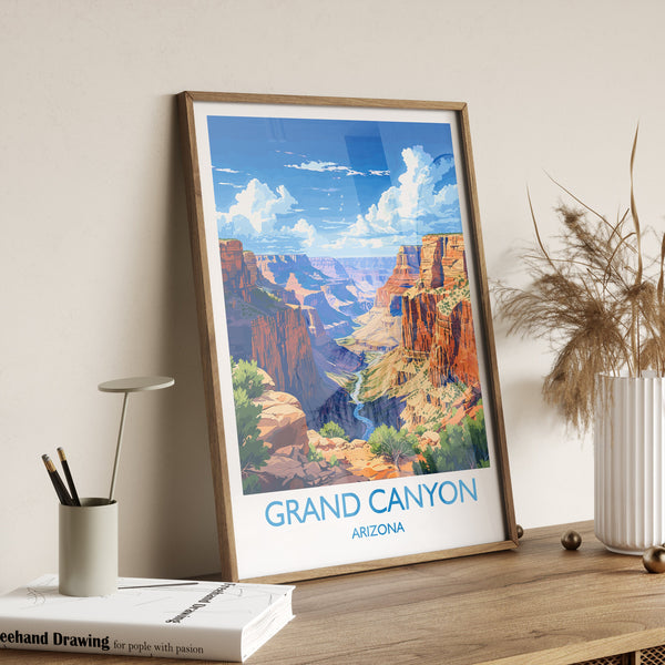 Grand Canyon Travel Print Wall Art, Travel Poster of Grand Canyon, Grand Canyon Art Lovers Gift, Arizona, USA Travel Art