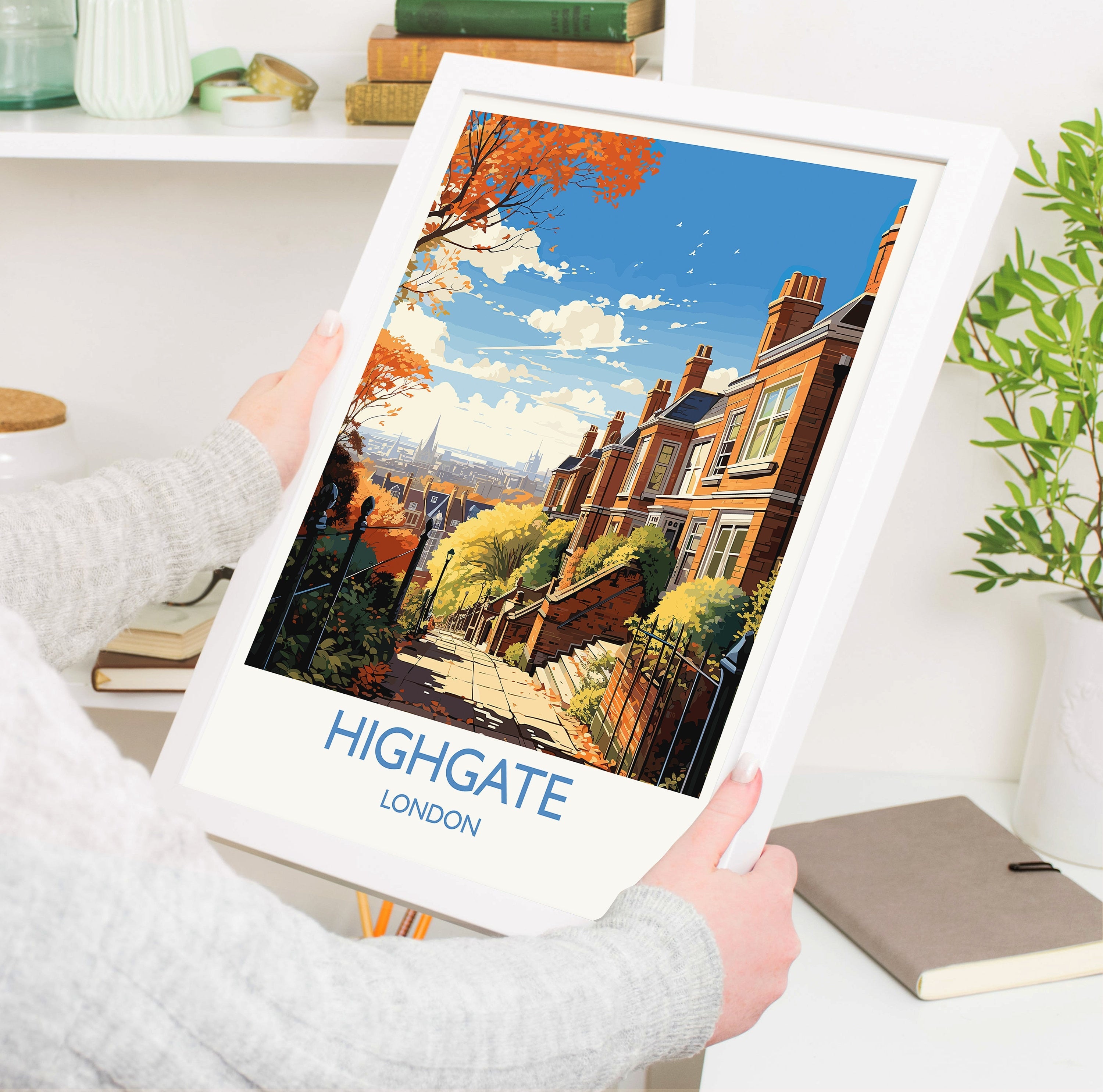 Highgate Travel Poster, Travel Print of Highgate , London Poster, Highgate Art Gift, London Art Lovers UK Travel Gift NQ Media Designs