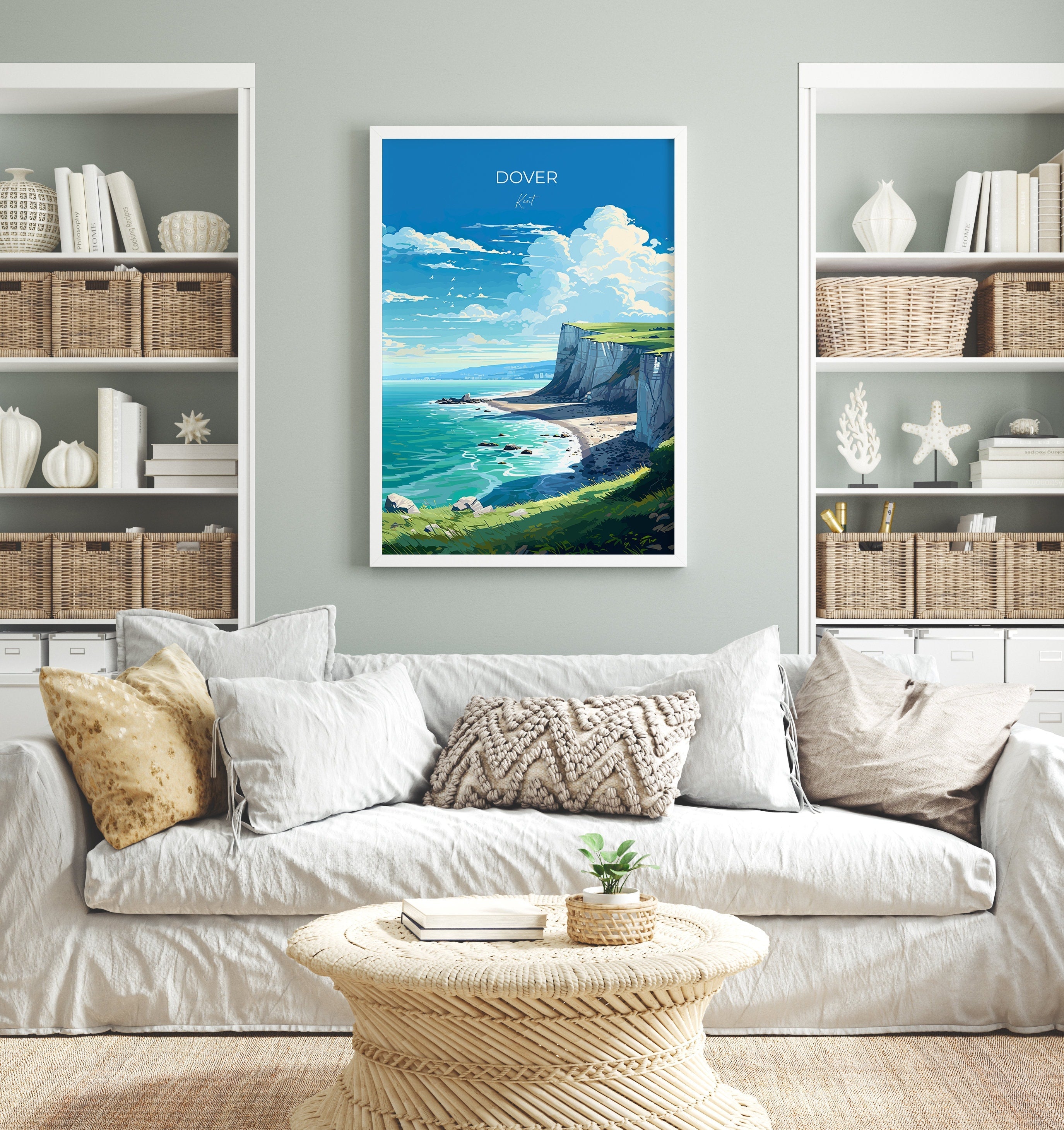 Dover Travel Print Wall Art, Dover Travel Poster, Kent, English Coastal Art lovers Gift, White Cliffs Gift NQ Media Designs