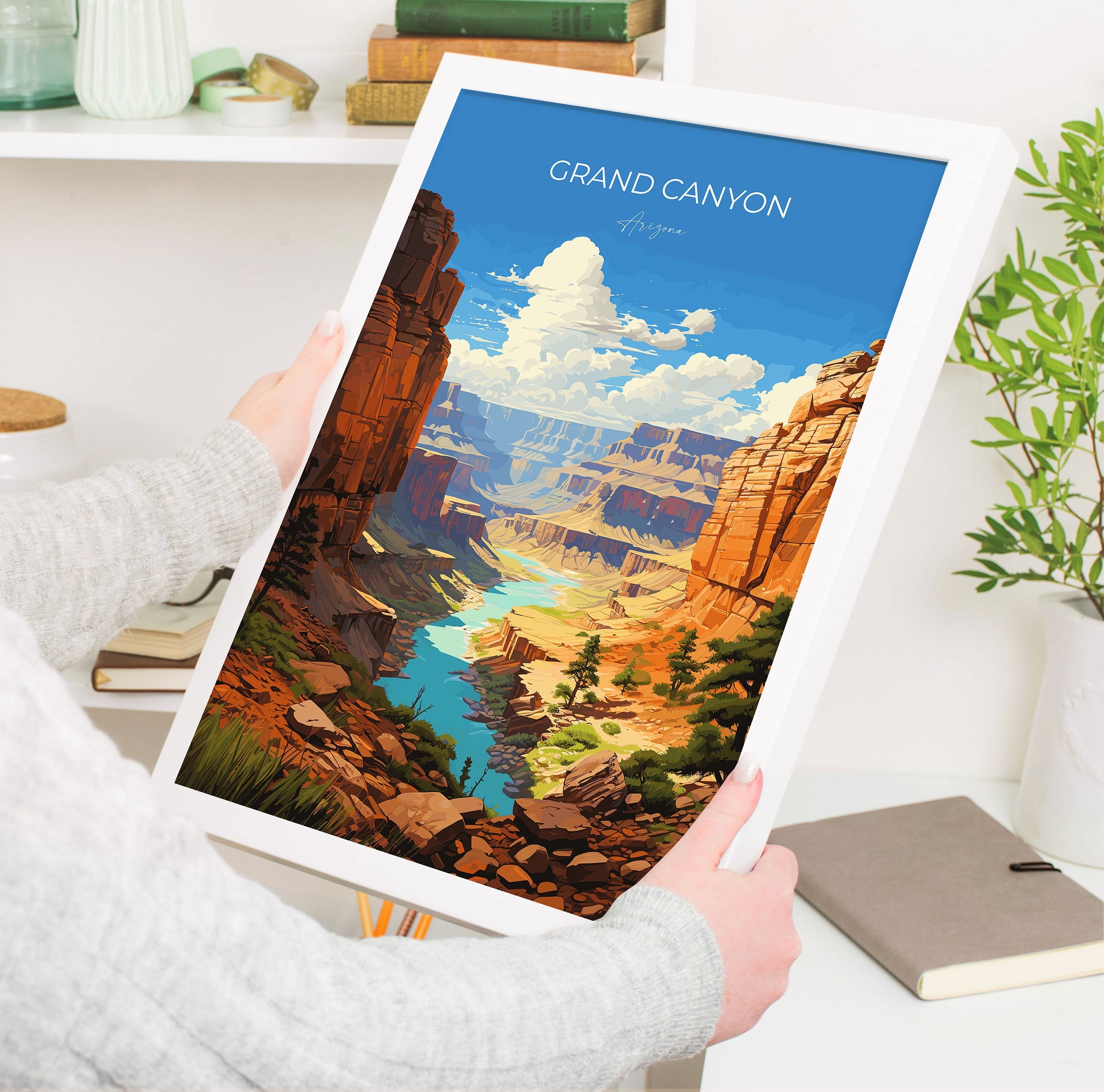 Grand Canyon Travel Poster Wall Art, Travel Print of Grand Canyon, Grand Canyon Art Lovers Gift, Arizona, USA Travel Art NQ Media Designs