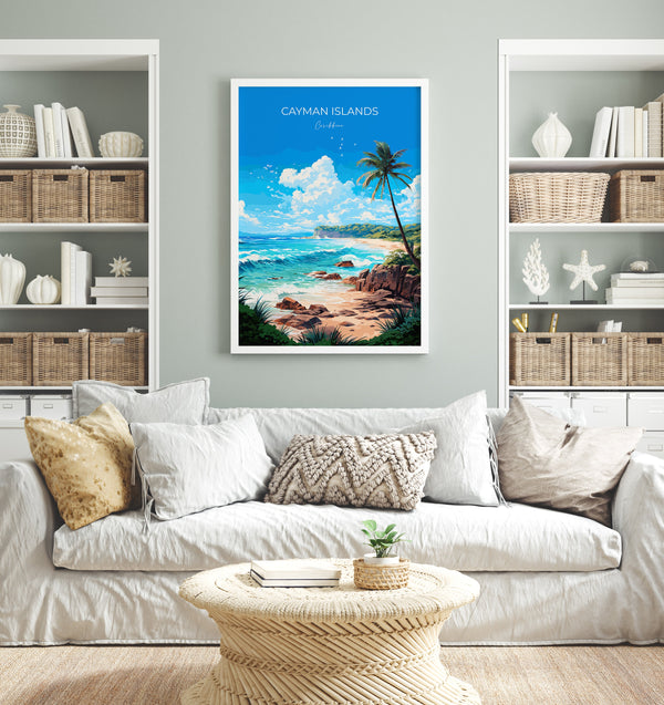 Cayman Islands Travel Poster, Travel Print of Cayman Islands, Caribbean, Cayman Islands Art Lovers Gift, Wall Art Print
