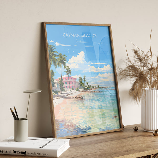 Cayman Islands Travel Print, Travel Poster of Cayman Islands, Caribbean, Cayman Islands Art Lovers Gift, Wall Art Print