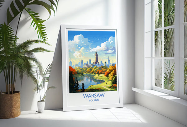 Warsaw Travel Poster, Travel Print of Warsaw, Poland Poster, Warsaw Art Gift, Poland Art Lovers Travel Gift