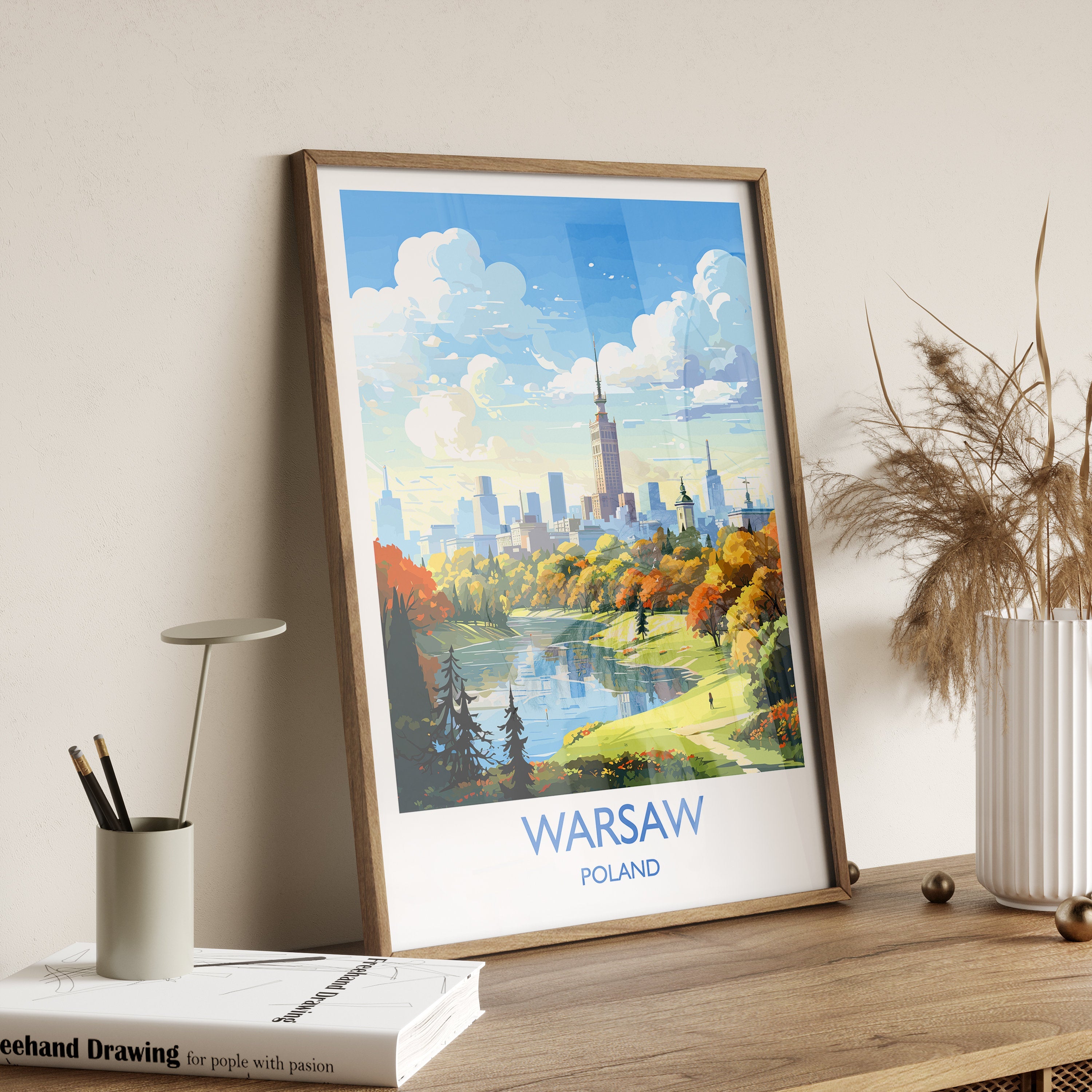 Warsaw Travel Poster, Travel Print of Warsaw, Poland Poster, Warsaw Art Gift, Poland Art Lovers Travel Gift NQ Media Designs