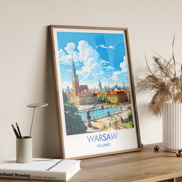 Warsaw Travel Print, Travel Poster of Warsaw, Poland Poster, Warsaw Art Gift, Poland Art Lovers Travel Gift