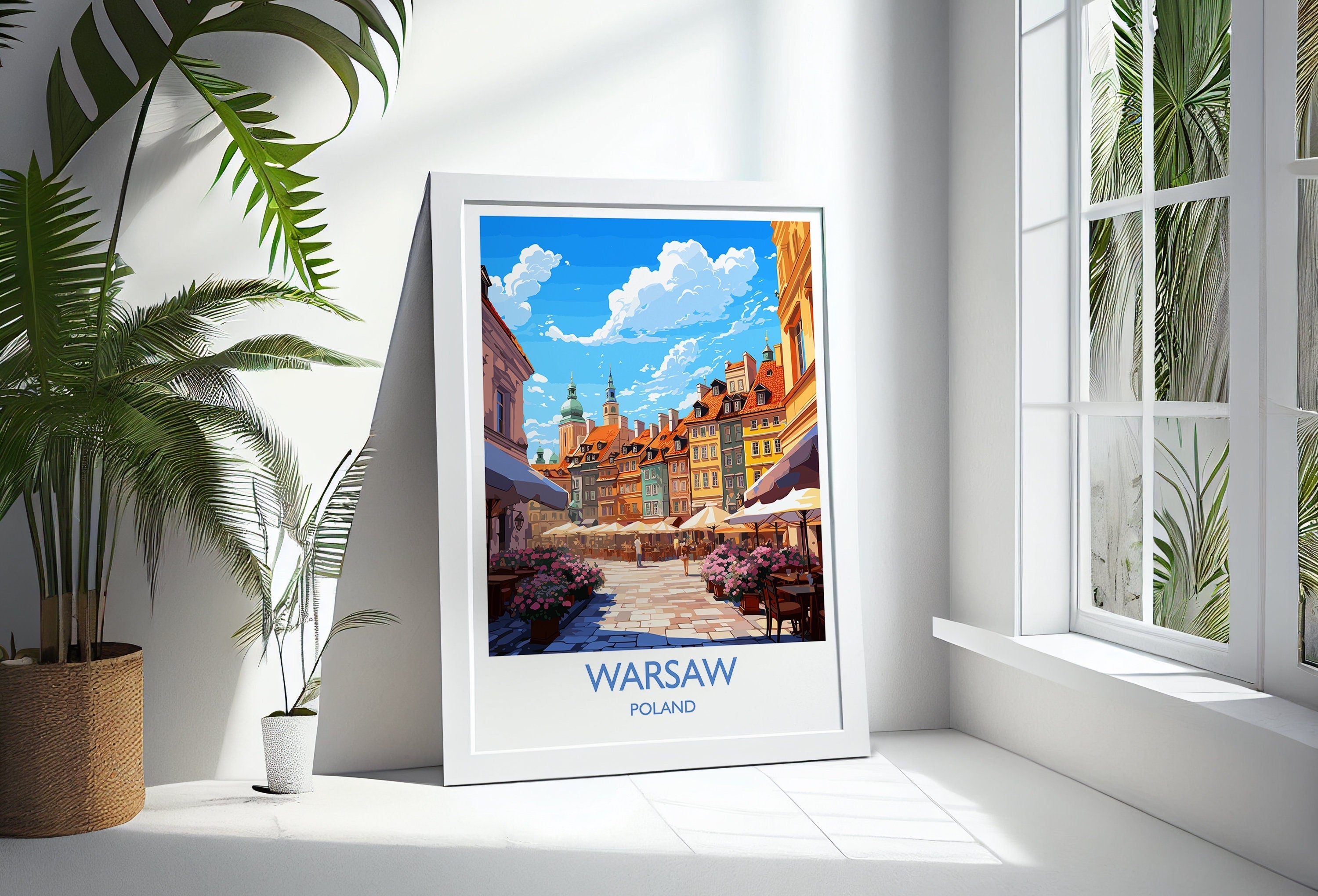 Warsaw Travel Print, Travel Poster of Warsaw, Poland Poster, Warsaw Art Gift, Poland Art Lovers Travel Gift NQ Media Designs