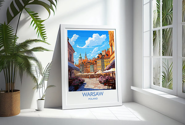 Warsaw Travel Print, Travel Poster of Warsaw, Poland Poster, Warsaw Art Gift, Poland Art Lovers Travel Gift