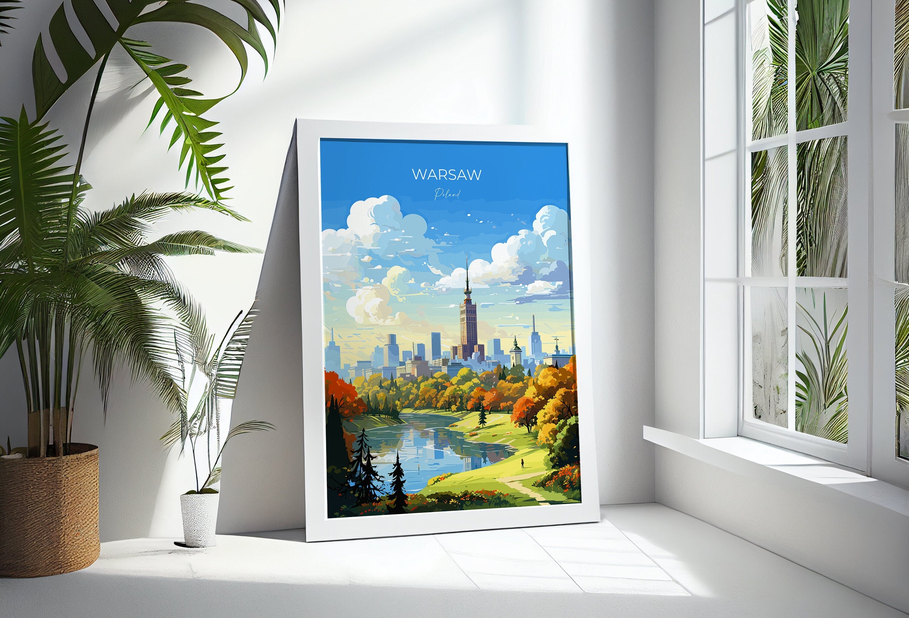 Warsaw Travel Poster, Travel Print of Warsaw, Poland Poster, Warsaw Art Gift, Poland Art Lovers Travel Gift NQ Media Designs