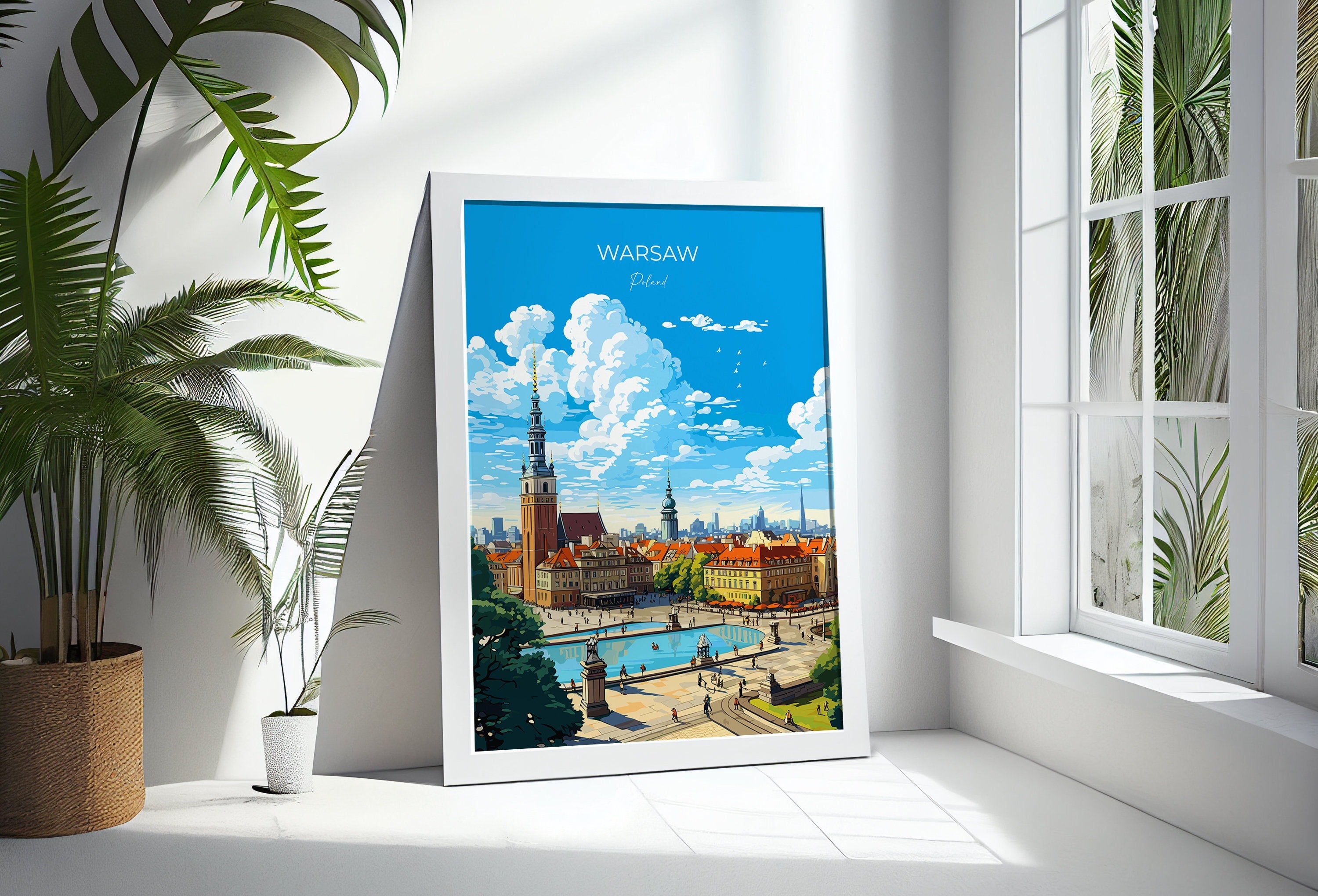 Warsaw Travel Print, Travel Poster of Warsaw, Poland Poster, Warsaw Art Gift, Poland Art Lovers Travel Gift NQ Media Designs
