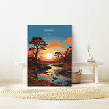 Zambia Travel Poster Wall Art, Travel Print of Zambia Sunset, Zambia Gift, Zambia Travel Art, Africa Art Lovers Gift, NQ Media Designs