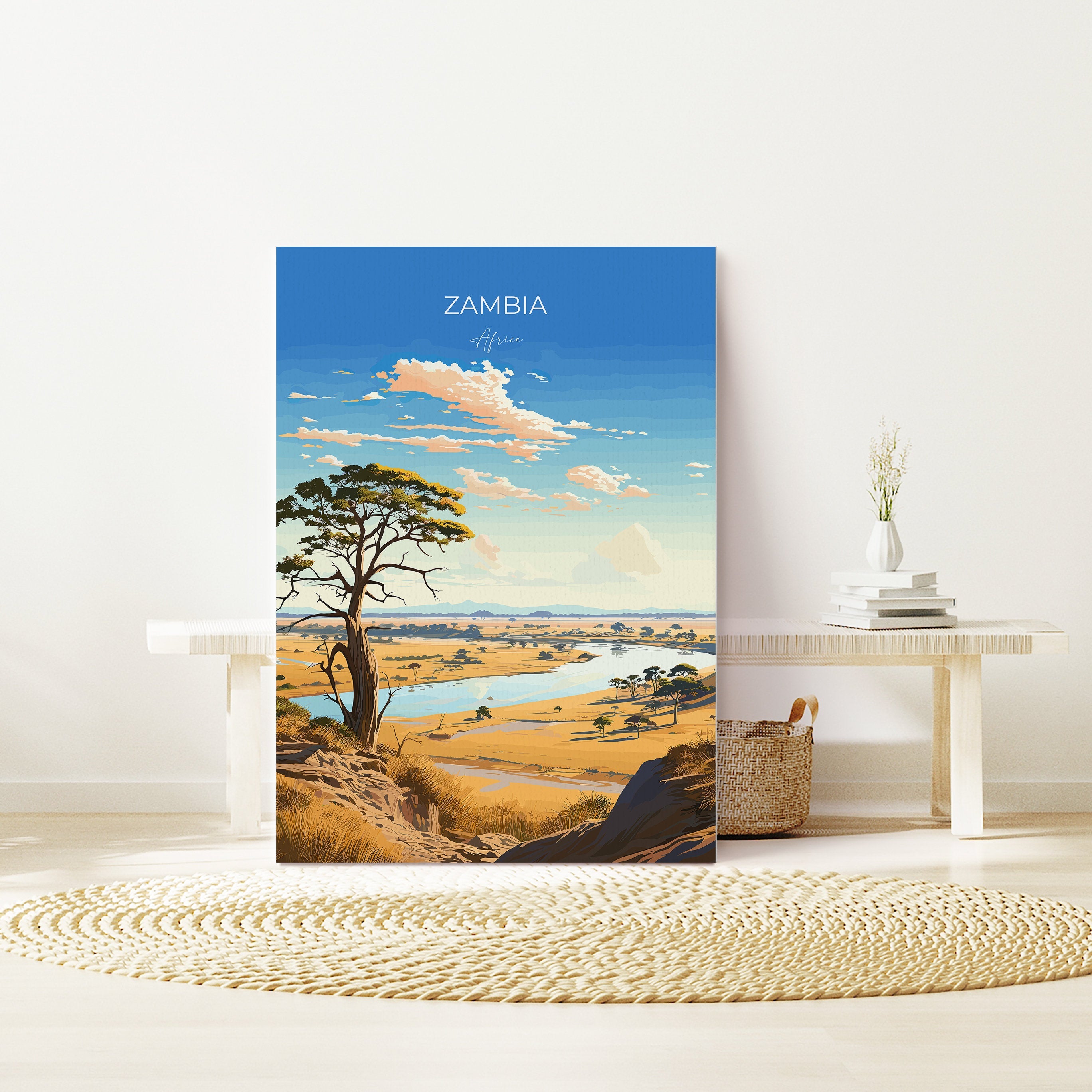 Zambia Travel Print Wall Art, Travel Poster of Zambia, Zambia Gift, Zambia Travel Art, Africa Art Lovers Gift, NQ Media Designs