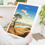 Zambia Travel Print Wall Art, Travel Poster of Zambia, Zambia Gift, Zambia Travel Art, Africa Art Lovers Gift, NQ Media Designs