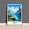 Fjords Travel Print, Travel Poster of Fjords, Norway Poster, Fjords Art Gift, Norway Art Lovers Travel Gift NQ Media Designs