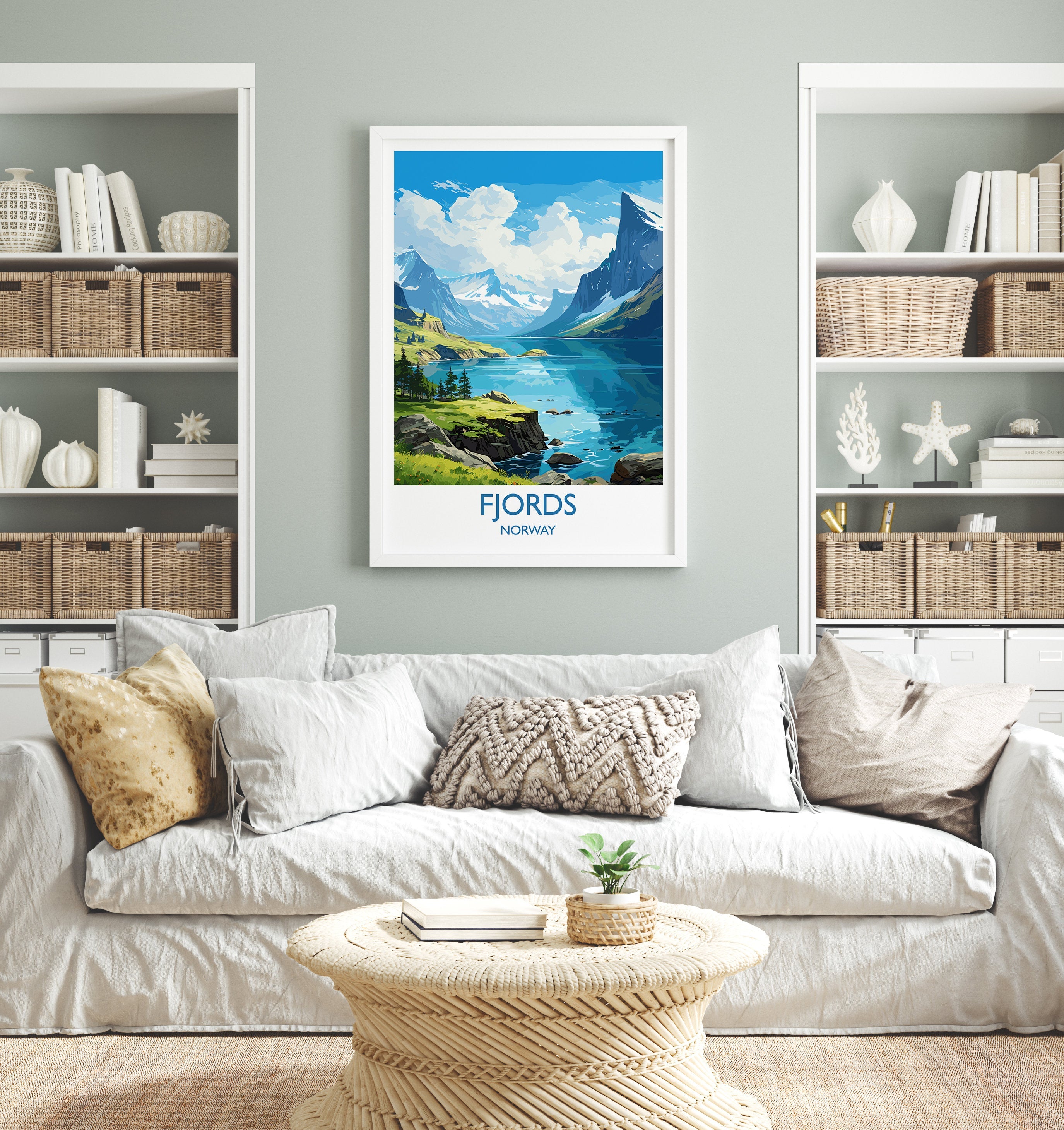 Fjords Travel Print, Travel Poster of Fjords, Norway Poster, Fjords Art Gift, Norway Art Lovers Travel Gift NQ Media Designs